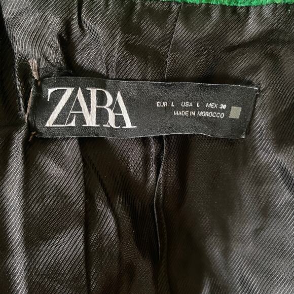 Zara Boucle Tweed Blazer Jacket Fits Sz S/M Green Notched Collar Single Button - Picture 12 of 12